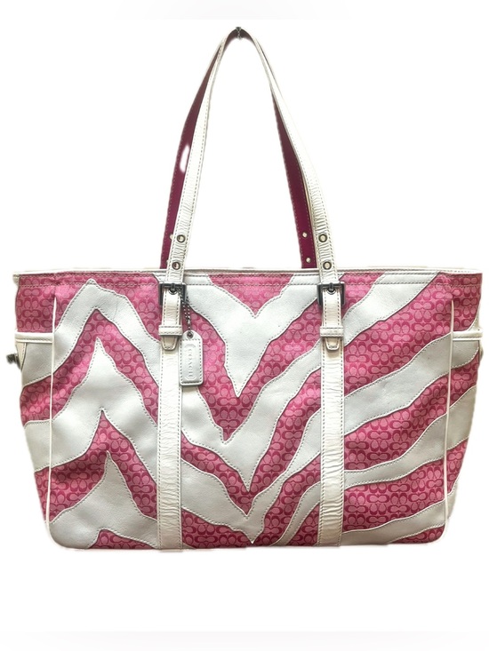 Coach Handbags - Coach Vintage Zebra Patchwork Limited Edition White & Pink Mini Cs Gallery Tote